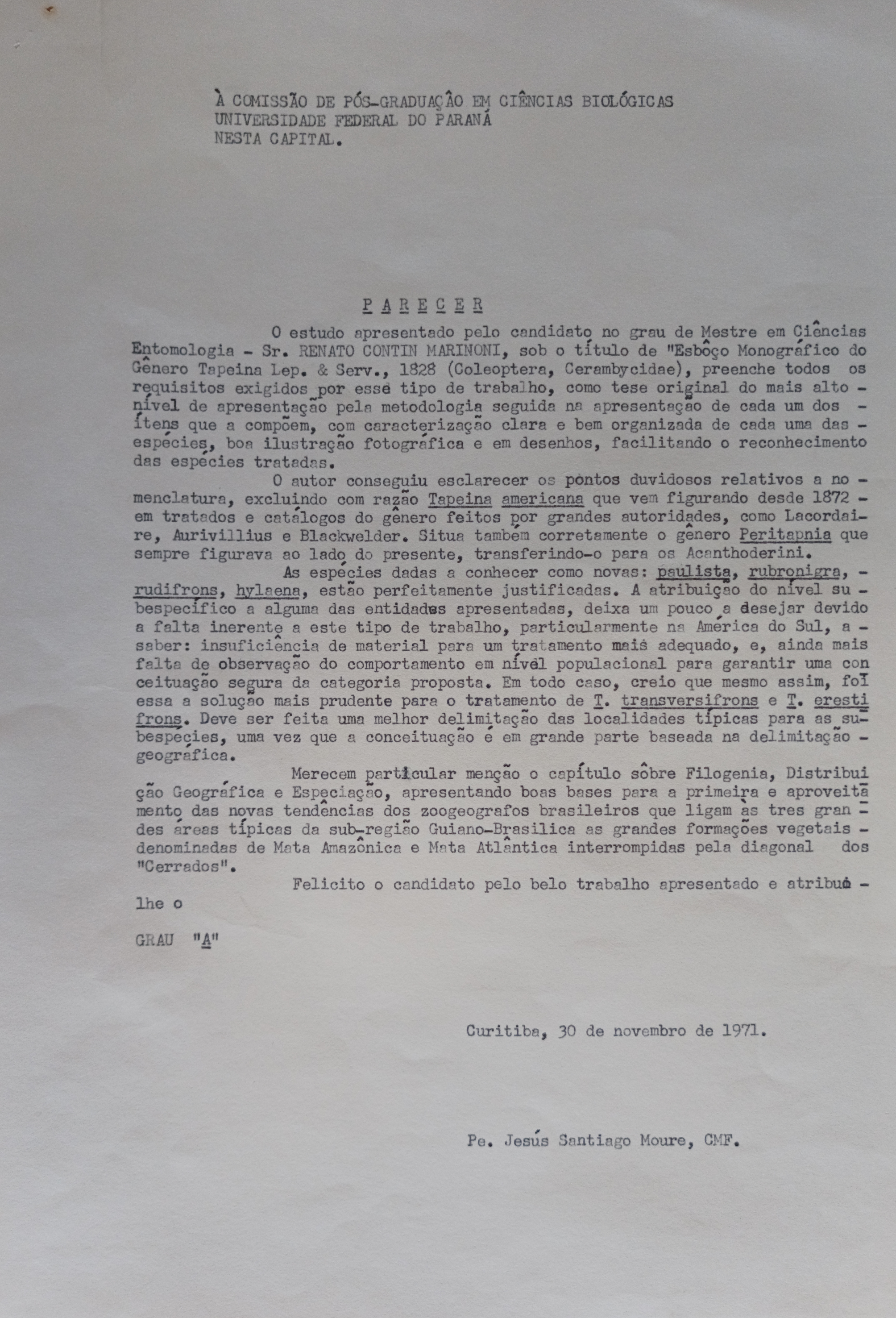 Ata de aprovação de mestrado do Prof. Renato C. Marinoni